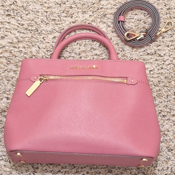 Michael Kors Hailee Saffiano Leather XS Satchel Crossbody Tulip - Picture 1 of 4